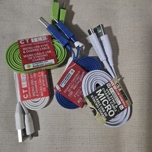 Micro USB Charging Cable Set - Green, Blue, White